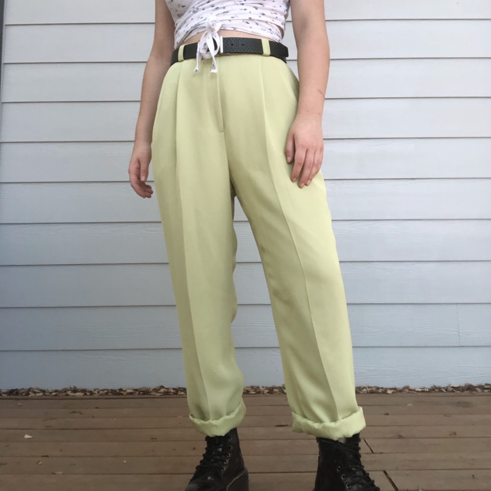 vintage high waisted green straight leg pants 🌱🌿